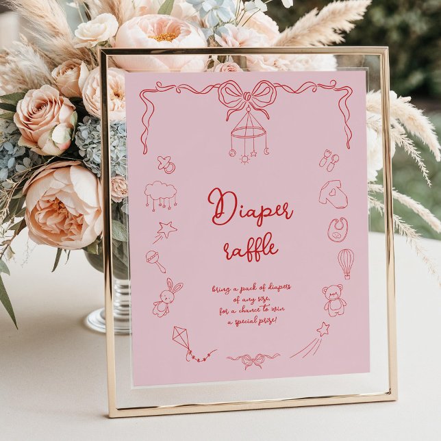 Poster Chuva de fraldas para menina em chá de bebê manusc (Criador carregado)