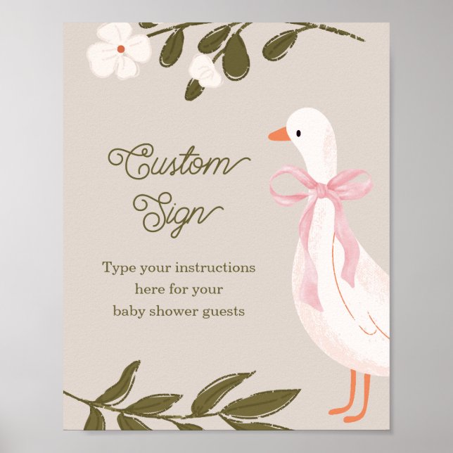 Poster Chuva de Ganso Bebê Personalizado Sinal de Mesa (Frente)