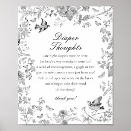 Poster Chuva de Ideias para Fraldas Toile De Jouy Preta B