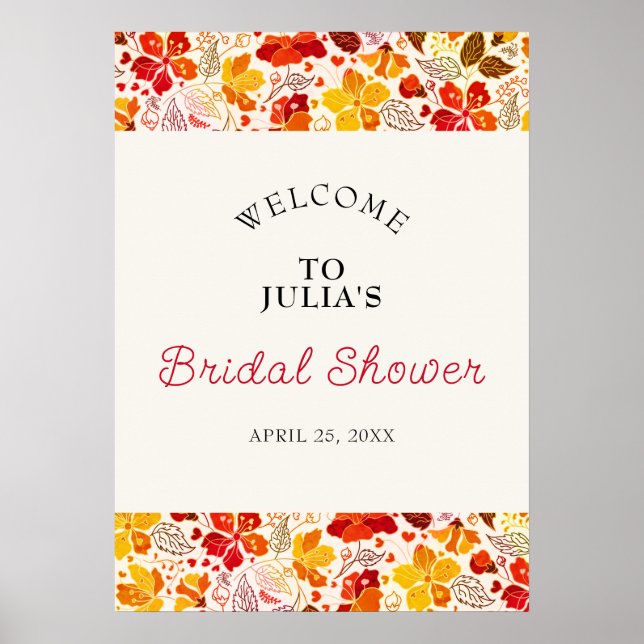 Poster Chuva de Noiva Burnt Orange Tropical Hibiscus Flor (Frente)