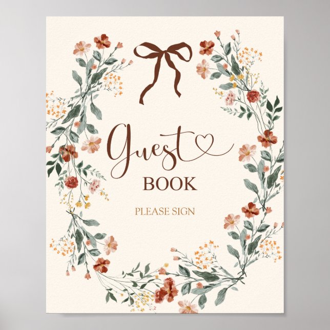 Poster Chuva de Noiva Coquette Bow Outono Flor Silvestre (Frente)