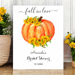 Poster Chuva de Noiva de Outono Floral Laranja Abóbora