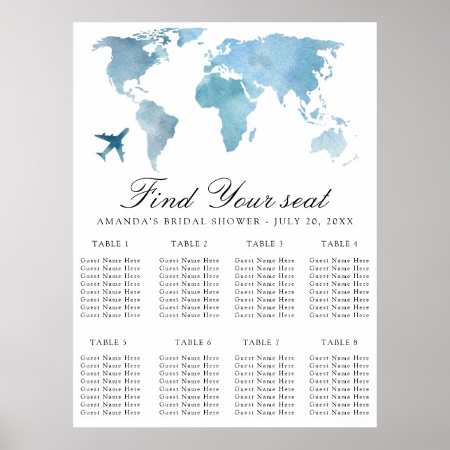 Poster Chuva de noiva de viagem Gráfico de assentos de ca (Frente)