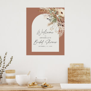 Poster Chuva de noiva econômica grama pampas moderna eleg