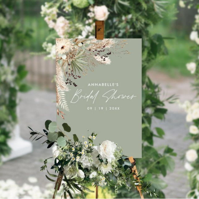 Poster Chuva de noiva econômica grama pampas moderna eleg (Criador carregado)