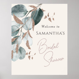 Poster Chuva de Noiva Elegante com Folhas Verdes Brilhant