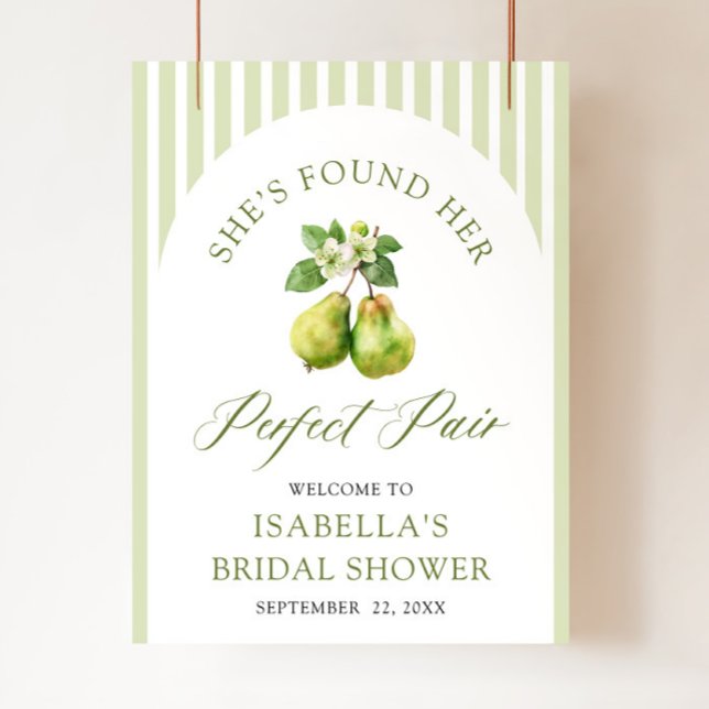 Poster Chuva de Noiva em Xadrez Verde Moderno Par Perfeit (Modern Green Gingham Perfect Pair Bridal Shower Welcome Sign )