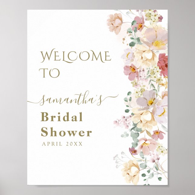 Poster Chuva de Noiva Flor Silvestre Aquarela Roxa Primav (Frente)