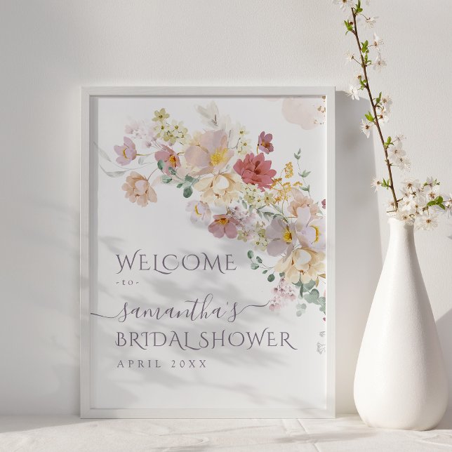 Poster Chuva de Noiva Flor Silvestre Roxo Primavera Aquar (Criador carregado)