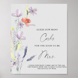 Poster Chuva de Noiva Floral Adivinhe Quantas Rolhas