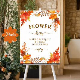 Poster Chuva de Noiva Floral Boho Outono Bar Flower