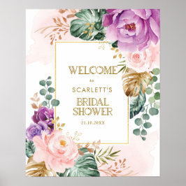Poster Chuva de Noiva Floral Tropical Boêmio