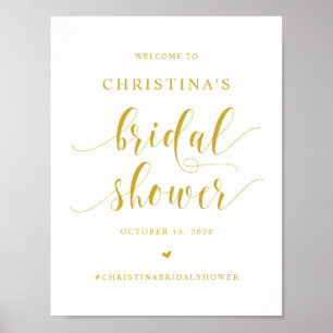 Poster Chuva de Noiva, Fonte de casamento moderna dourada
