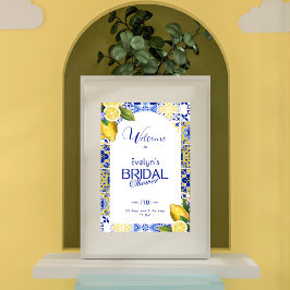 Poster Chuva de Noiva Mosaico Italiano Azul e Limões