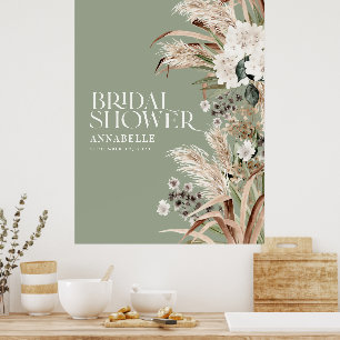 Poster Chuva de noiva pampas terracota moderno verde sálv