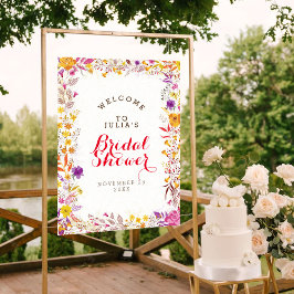 Poster Chuva de Noiva Primavera Boho Folhagem Flor Silves
