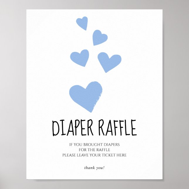 Poster Chuva de Prêmios de Fraldas Blue Hearts (Frente)