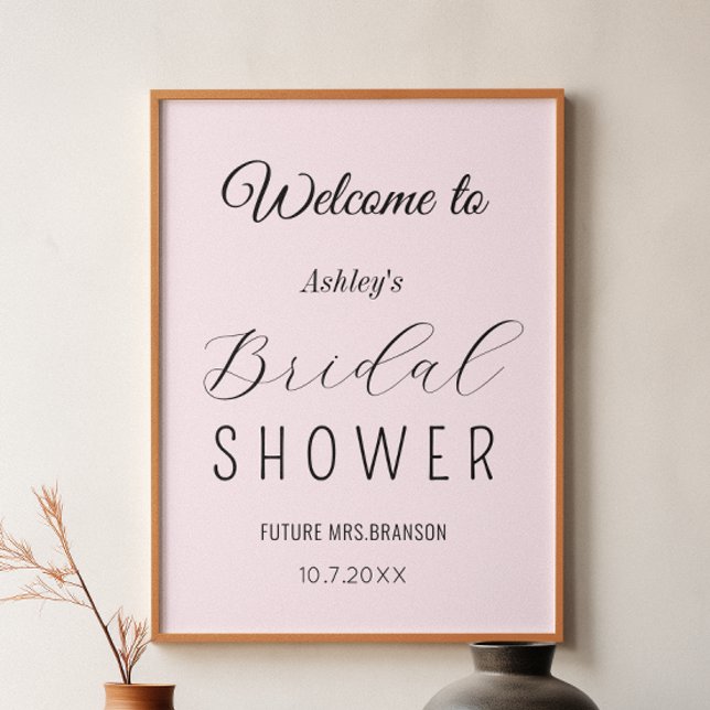 Poster Chuva de Presentes de Noiva Bem-Vindo Rosa Bege  (Criador carregado)