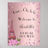 Chuva de presentes de noiva Paris rosa torre eiffe