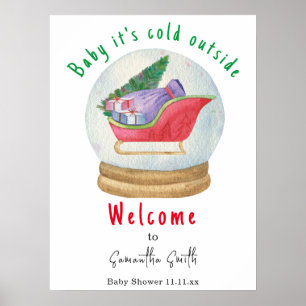Poster Chuva de presentes no baby shower do Papai Noel