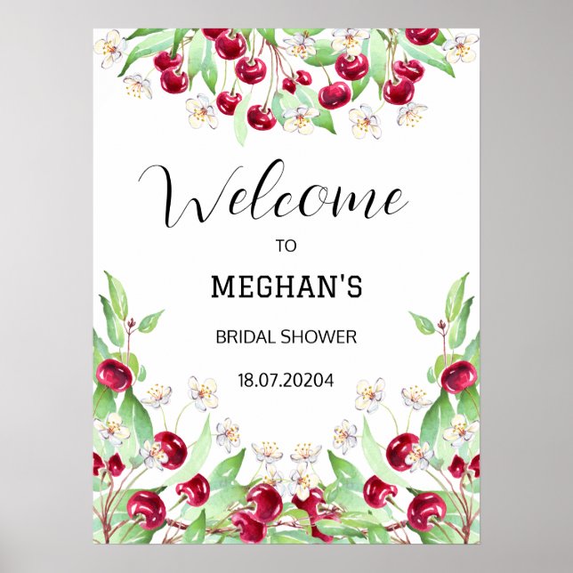 Poster Chuva de Presentes para Noiva Cherry Much (Frente)