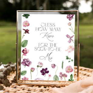 Poster Chuva Floral Adivinhe Quantos Beijos Jogo de Chá d