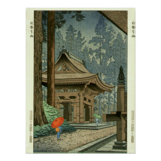 Póster Chuva no Templo Enryakuji Shin Hanga Print