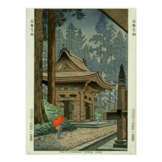 Póster Chuva no Templo Enryakuji Shin Hanga Print
