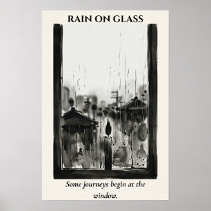 Poster Chuva no Vidro — Lavagem de Tinta Sumi-e