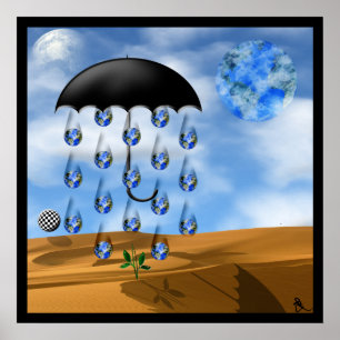 Póster Chuva surreal do deserto