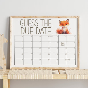 Poster Chuveiro de Bebê Cute Little Fox Plaid Adivinhe a
