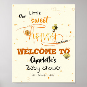 Poster Chuveiro de Bebê Cute Sweet Honey & Kawaii Olhinho