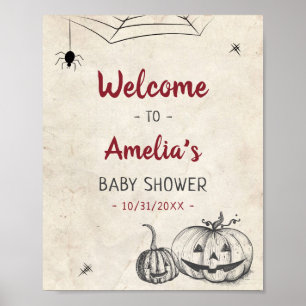 Poster Chuveiro de Bebê de Halloween Personalizado Porta 