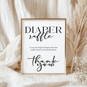 Poster Chuveiro de Bebê Diaper Moderno Simples Preto Scri