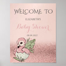 Chuveiro de Bebê Flamingo Bebê Fofo Brilho em Dour