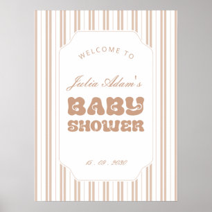 Poster Chuveiro de Bebê Padrão de Listras Marrom Chocolat