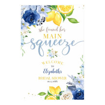 Chuveiro de Noiva de Limão Floral Azul Editável El