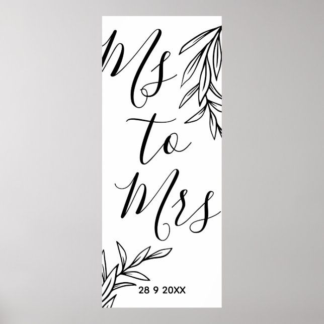 Poster Chuveiro de noiva de Sra. para Sra. floral (Frente)