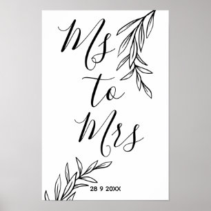 Poster Chuveiro de noiva de Sra. para Sra. floral