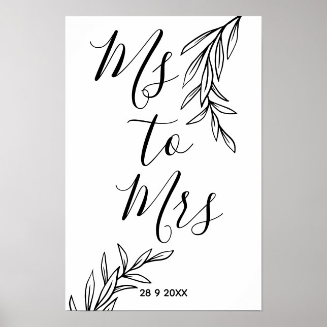 Poster Chuveiro de noiva de Sra. para Sra. floral (Frente)