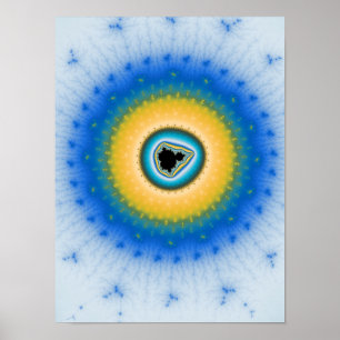 Poster Ciano Elétrico e Mandelbrot Glowing Amarelo Solar