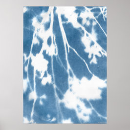 Poster Cianotipia Azul Japão Flor de Cerejeira Vintage in