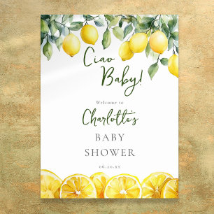 Poster Ciao Baby Lemon Citrus Chá de fraldas Sinal de Boa