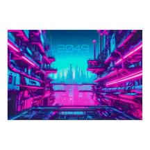 Ciberpunk 2049 Paisagem Urbana de Neon Ficção Cien