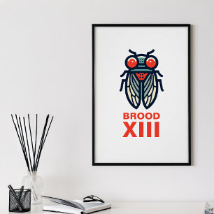Póster Cicada Magicada Brood XIII Texto Personalizado