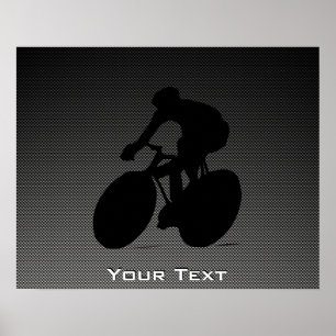 Póster Ciclismo da fibra do carbono do falso