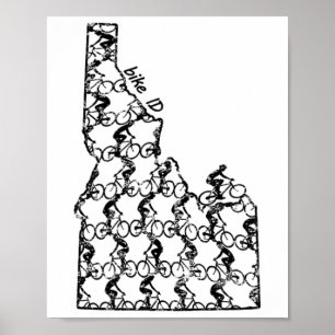 Poster Ciclismo de Bicicleta Antiga Idaho Ciclismo de Mon