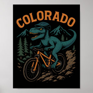 Poster Ciclismo de Montanha Colorado T-rex Dinossauro Div