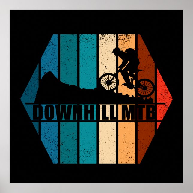 Poster Ciclismo de Montanha Downhill em MTB Vintage (Frente)