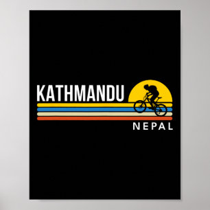 Poster Ciclismo de Montanha em Katmandu Nepal Vintage Ret